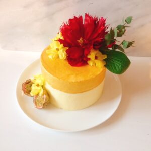 cake passion fruit butter cream flowers gold
